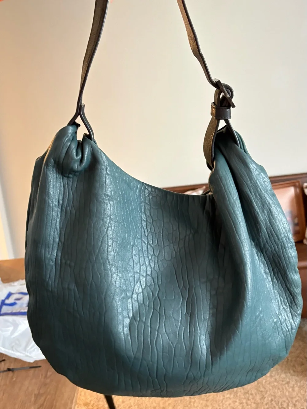Bubble Lambskin Hobo Bag - Caramel